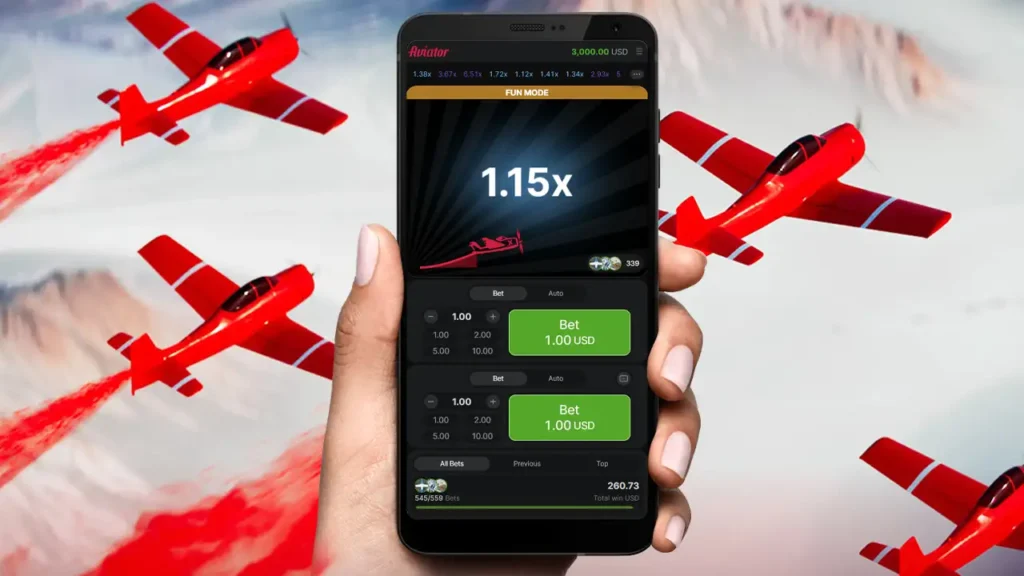 Гра Aviator на мобільному телефоні